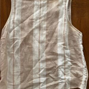 Striped Sleeveless Top in Beige and White